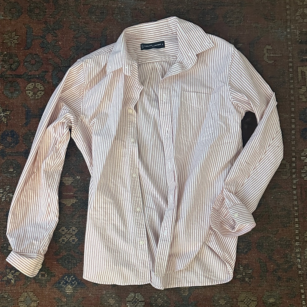 Everlane Red and White Striped Casual Shirt